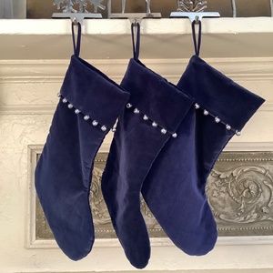 Blue Velvet set of 3 Holiday Stockings